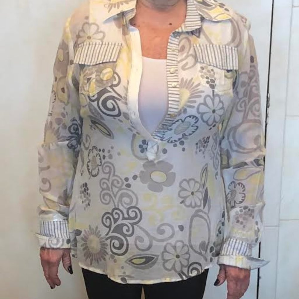 Floral Multi-Striped Blouse